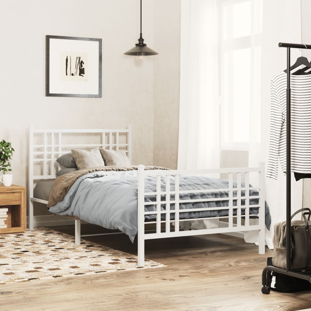 Vetonek Estructura cama sin colchón con estribo metal blanco 107x203 cm