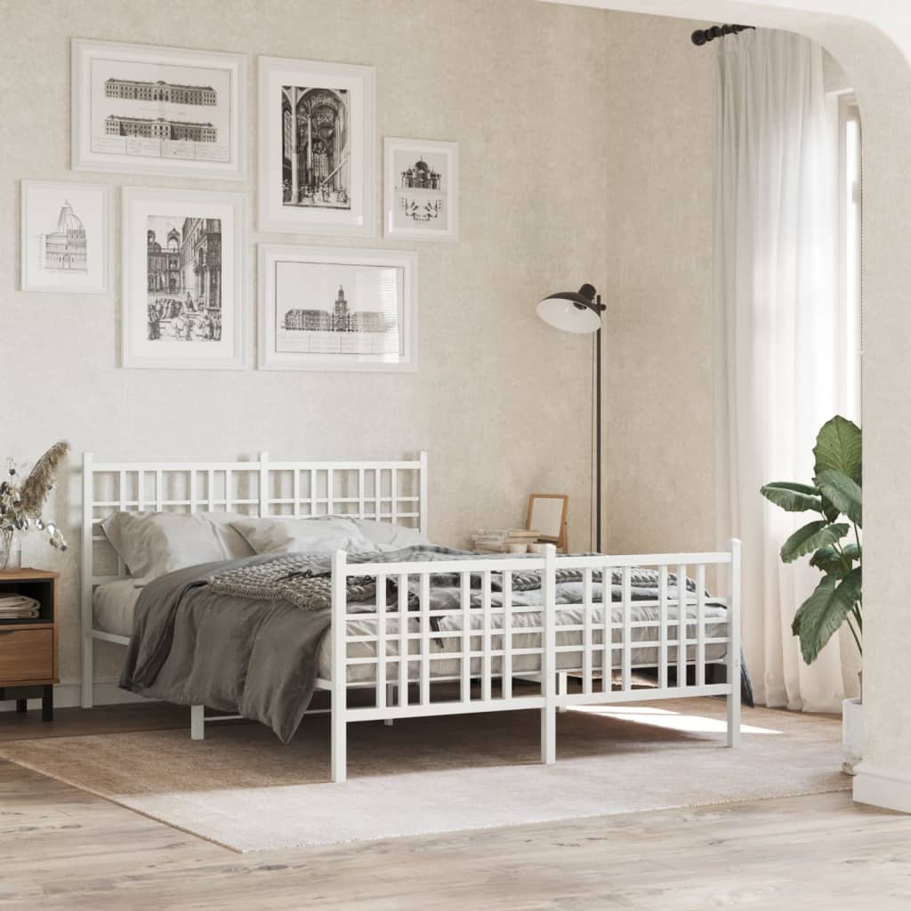 Vetonek Estructura cama sin colchón con estribo metal blanco 120x190 cm