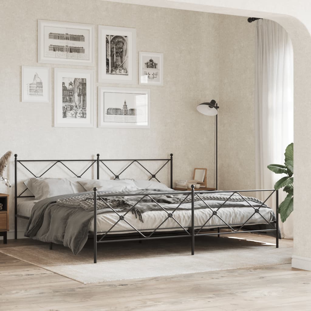 Vetonek Estructura cama sin colchón con estribo metal negro 200x200 cm