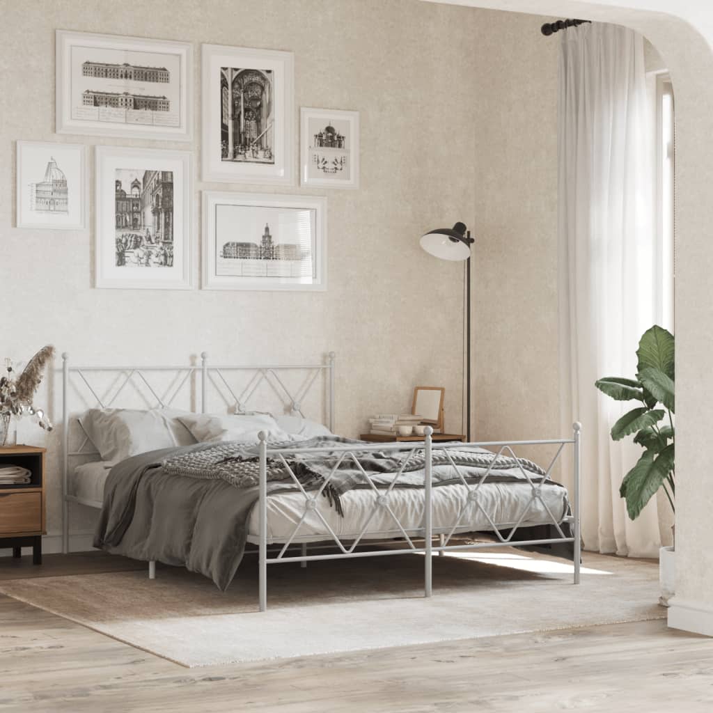 Vetonek Estructura cama sin colchón con estribo metal blanco 140x200 cm