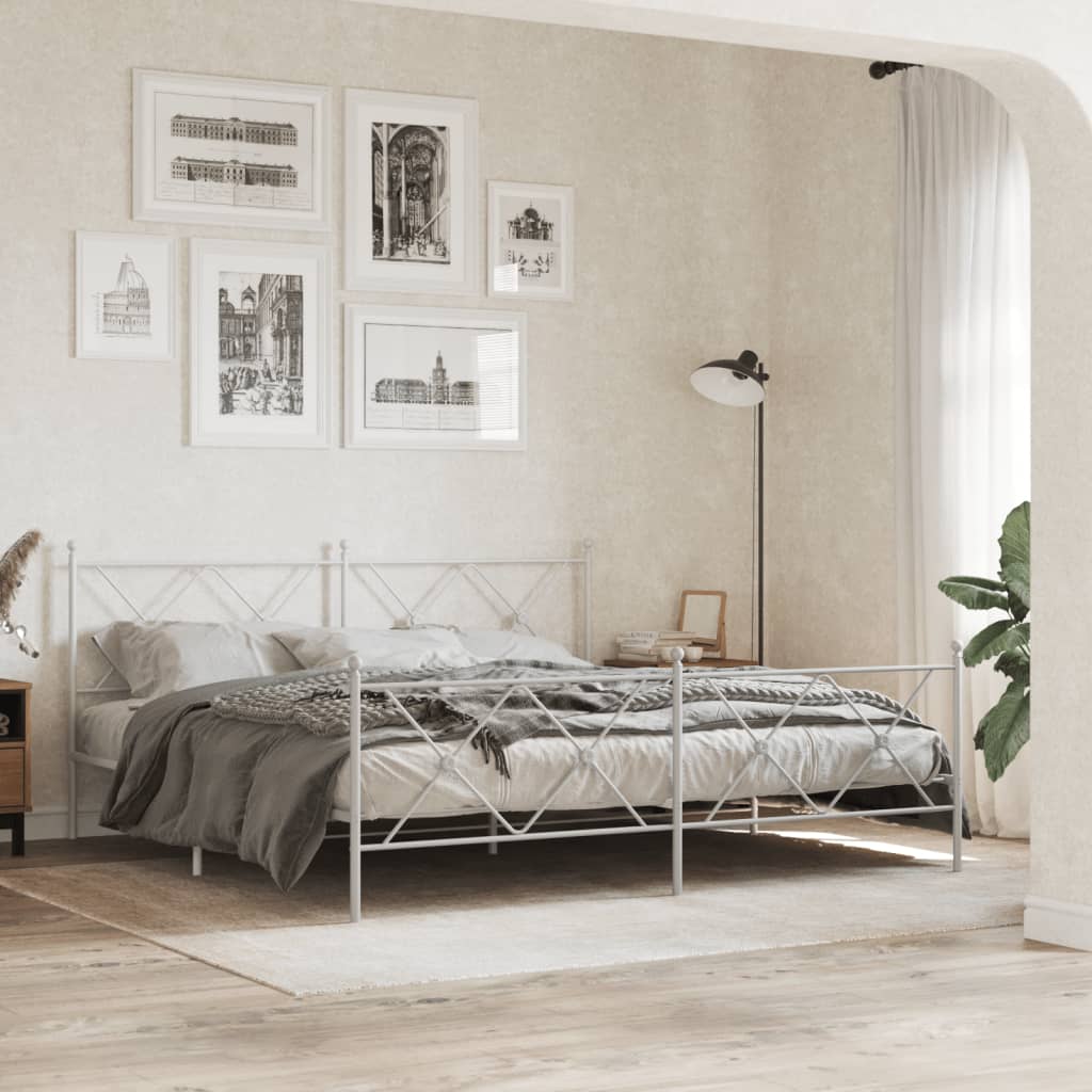 Vetonek Estructura cama sin colchón con estribo metal blanco 180x200 cm