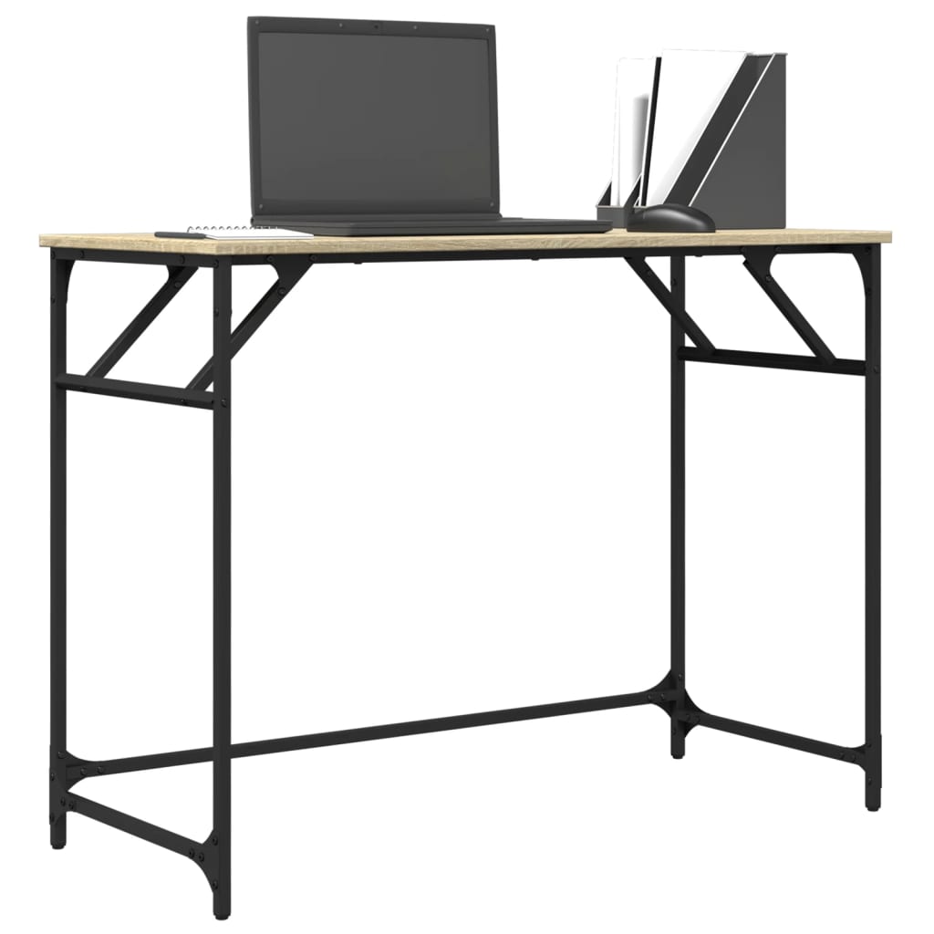 Bureau en dérivé du bois et acier en chêne Sonoma 100x45x76 cm V5635 Vetonek