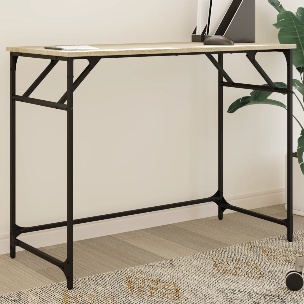 Bureau en dérivé du bois et acier en chêne Sonoma 100x45x76 cm V5635 Vetonek