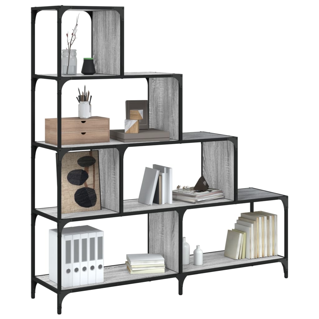 Vetonek Librería con 4 peldaños madera gris Sonoma 139x33,5x149 cm