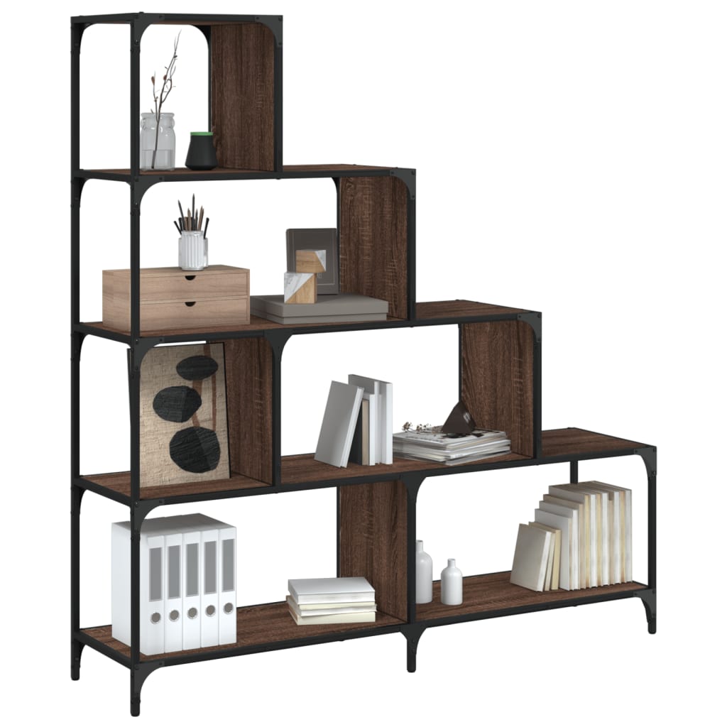 Vetonek Librería de 4 peldaños madera marrón roble 139x33,5x149 cm