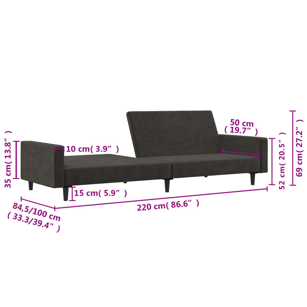 2 -seerer Sofa dunkelgrüner Samt