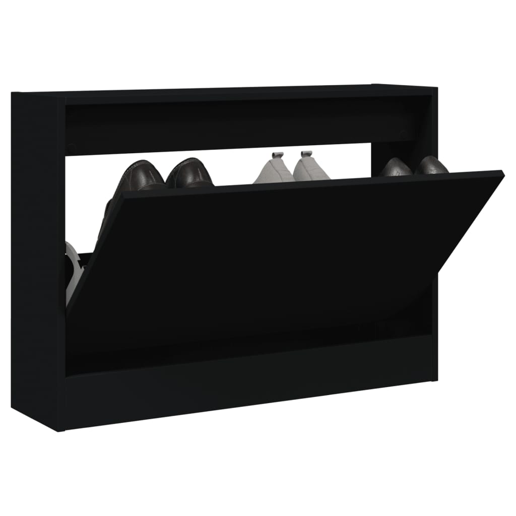 Vetonek Zapatero de madera de ingeniería negro 80x21x57 cm