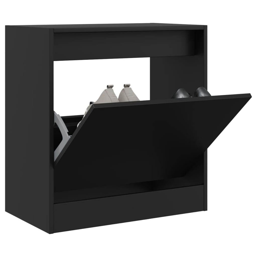 Vetonek Zapatero de madera de ingeniería negro 60x34x63,5 cm