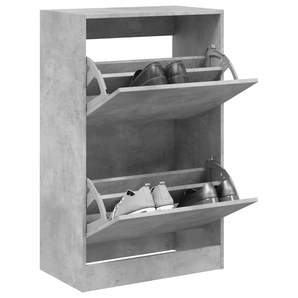 Vetonek Zapatero de madera de ingeniería gris hormigón 60x34x96,5 cm