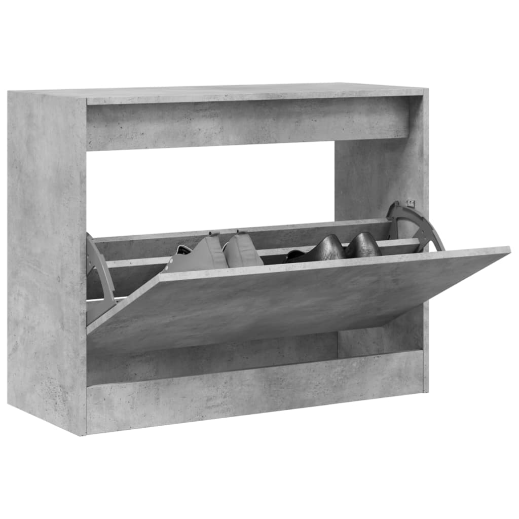 Vetonek Zapatero de madera de ingeniería gris hormigón 80x34x63 cm