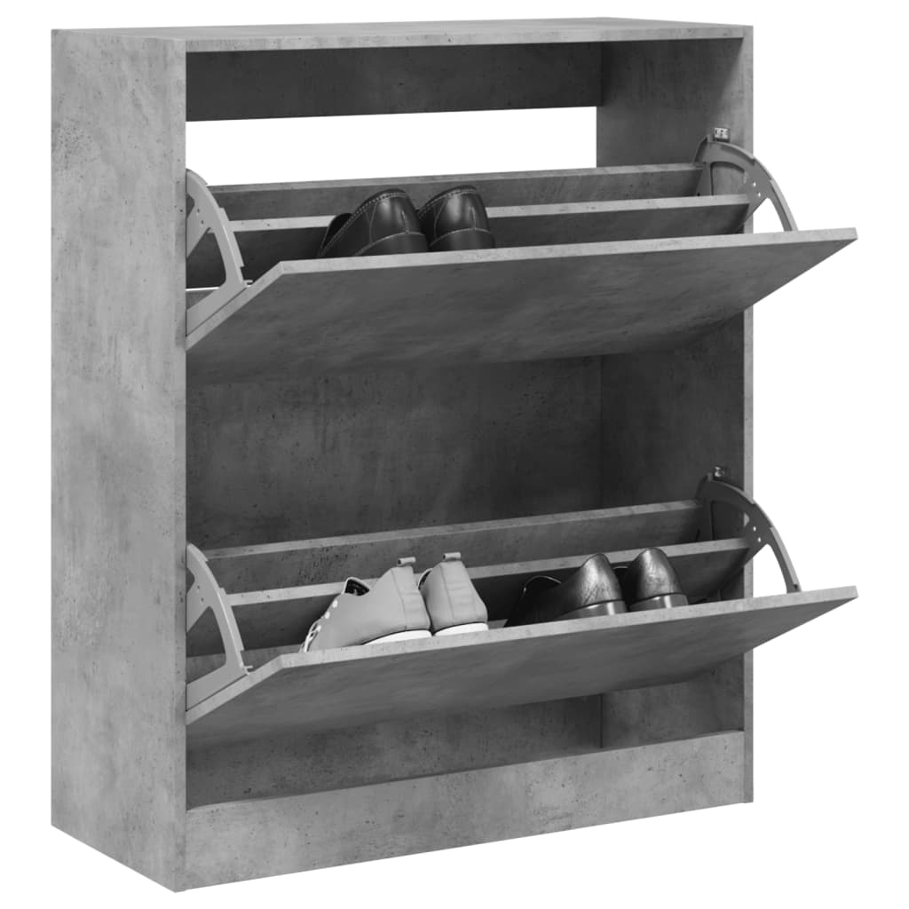 Vetonek Zapatero de madera de ingeniería gris hormigón 80x34x96,5 cm