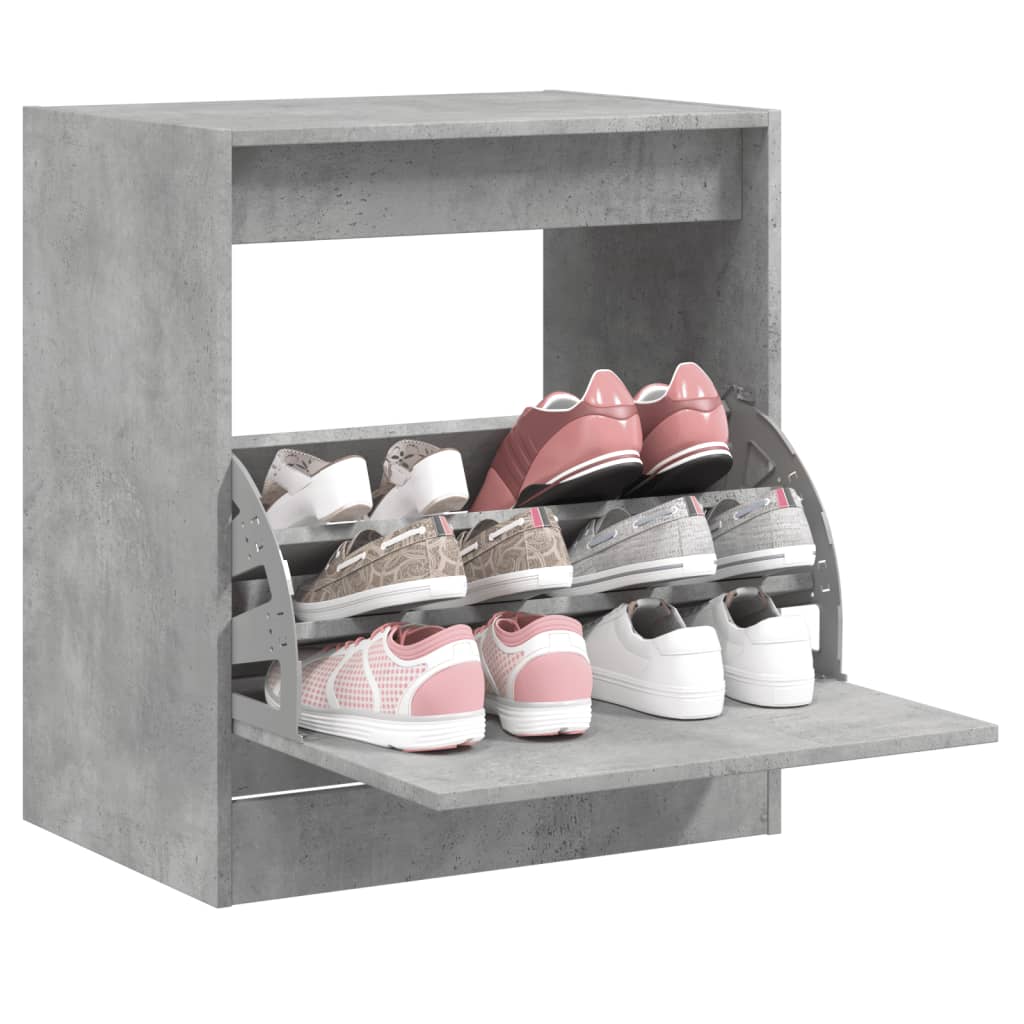 Vetonek Mueble zapatero madera contrachapada gris hormigón 70x36x60 cm