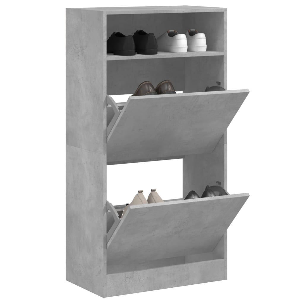 Vetonek Zapatero de madera de ingeniería gris hormigón 60x34x116 cm