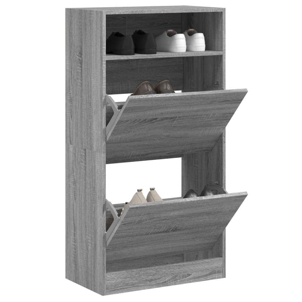 Vetonek Zapatero de madera de ingeniería gris Sonoma 60x34x116 cm