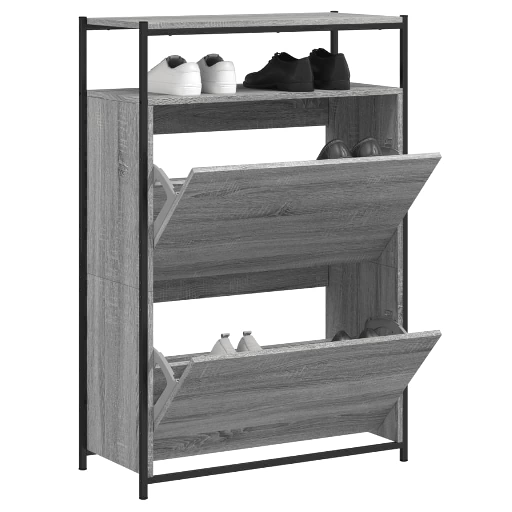 Vetonek Zapatero de madera de ingeniería gris Sonoma 75x34x112 cm