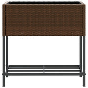 Jardinera con estante ratán sintético marrón v5023 - Vetonek