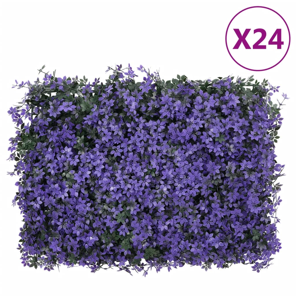  Vetonek Valla de hojas artificiales 24 uds morado 40x60 cm