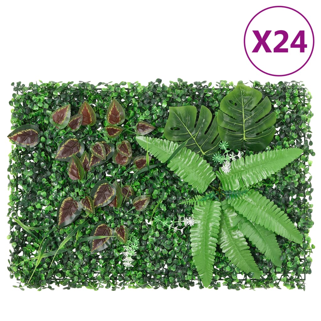  Vetonek Valla de plantas artificiales 24 uds verde 40x60 cm