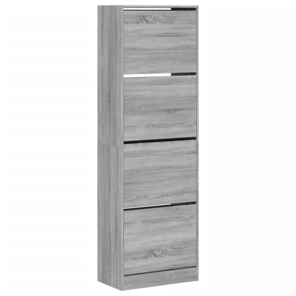 Mueble zapatero 4 cajones abatibles gris Sonoma 60x34x187,5 cm - Vetonek