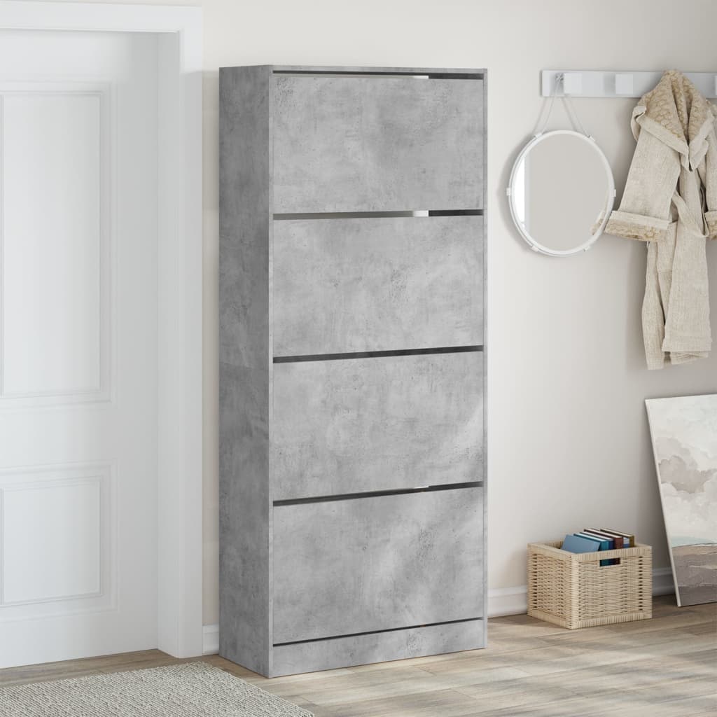 Zapatero furniture 4 folding drawers gray concrete 80x34x187.5cm