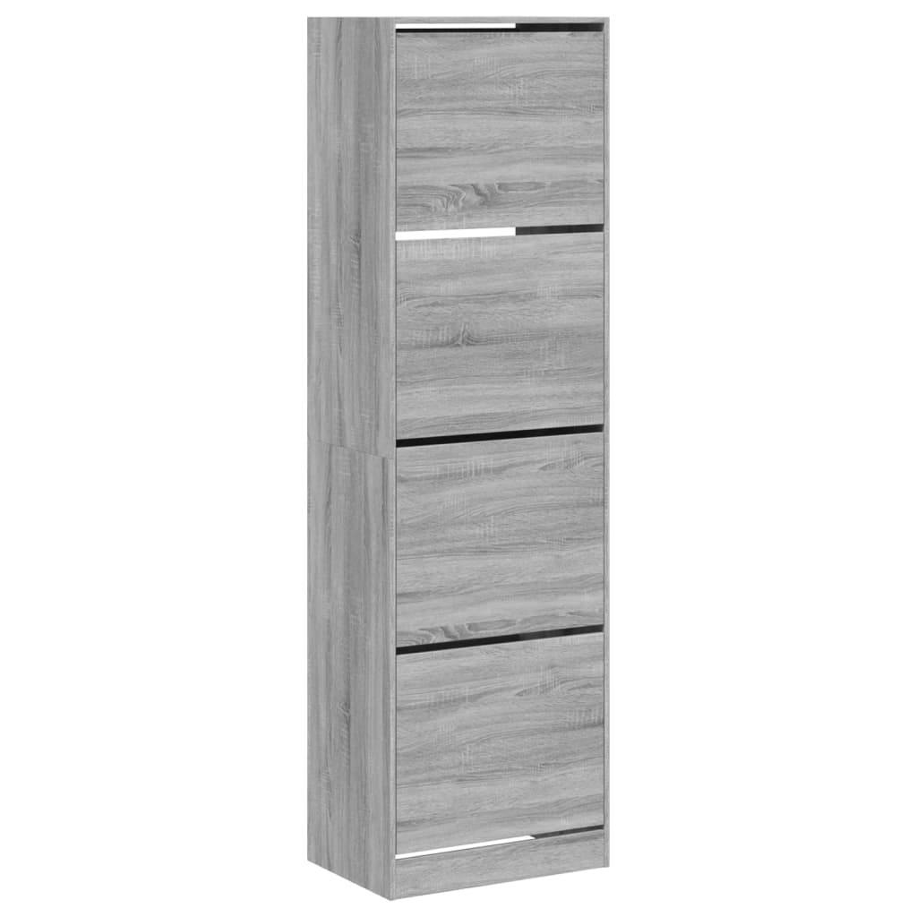 Mueble zapatero 4 cajones abatibles gris Sonoma 60x42x204 cm - Vetonek