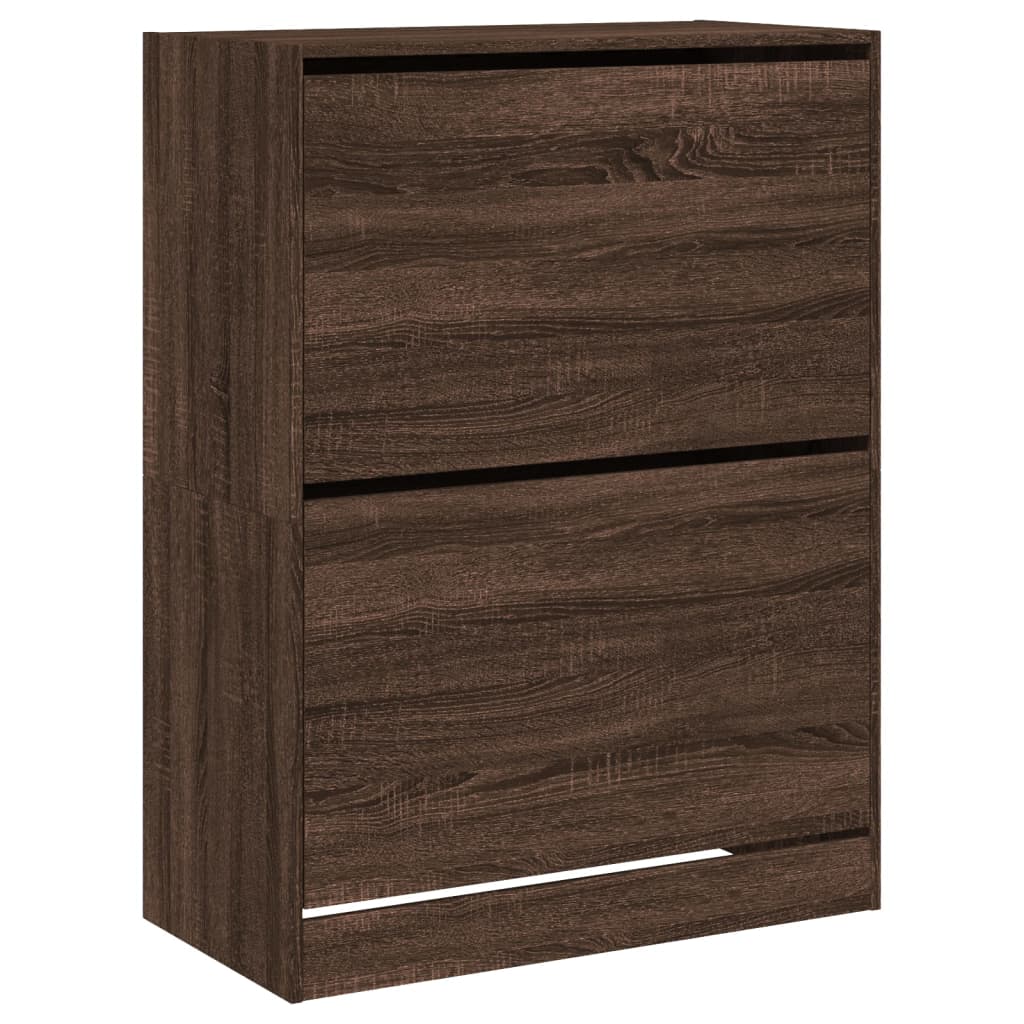 Mueble zapatero 2 cajones abatibles marrón roble 80x42x108 cm - Vetonek