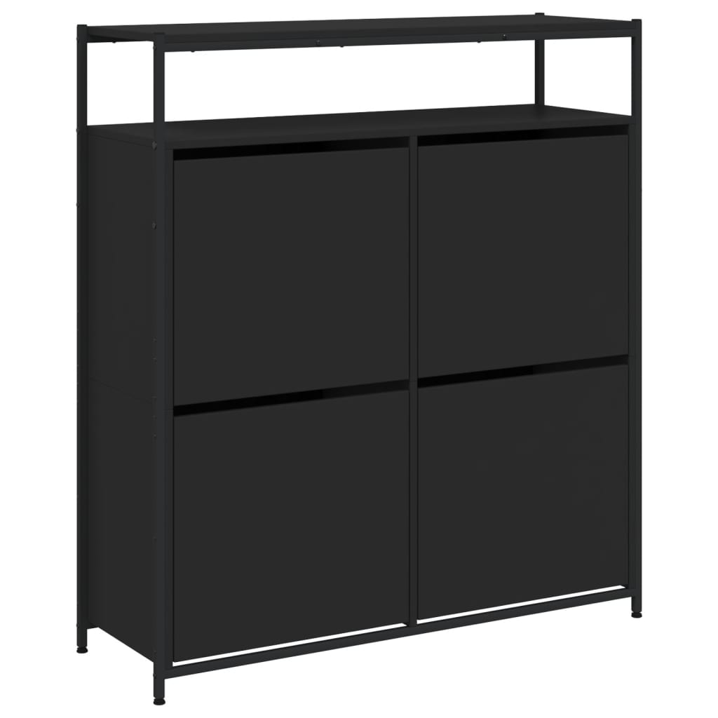 Mueble zapatero con 4 cajones abatibles negro 100x34x112 cm - Vetonek