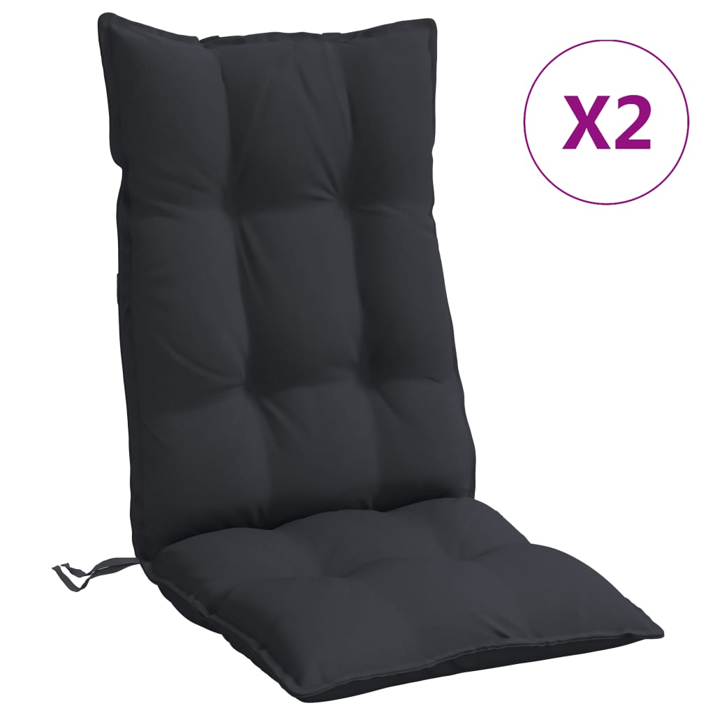 Cojines de silla con respaldo alto 2 uds tela Oxford negro