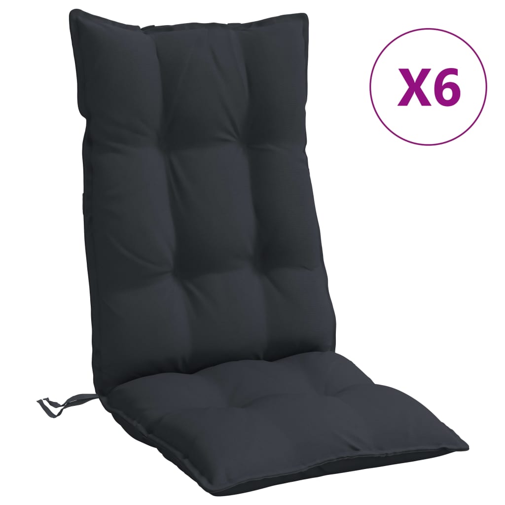 Cojines de silla con respaldo alto 6 uds tela Oxford negro