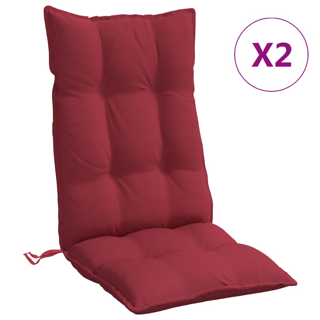 Cojines de silla con respaldo alto 2 uds tela Oxford rojo tinto