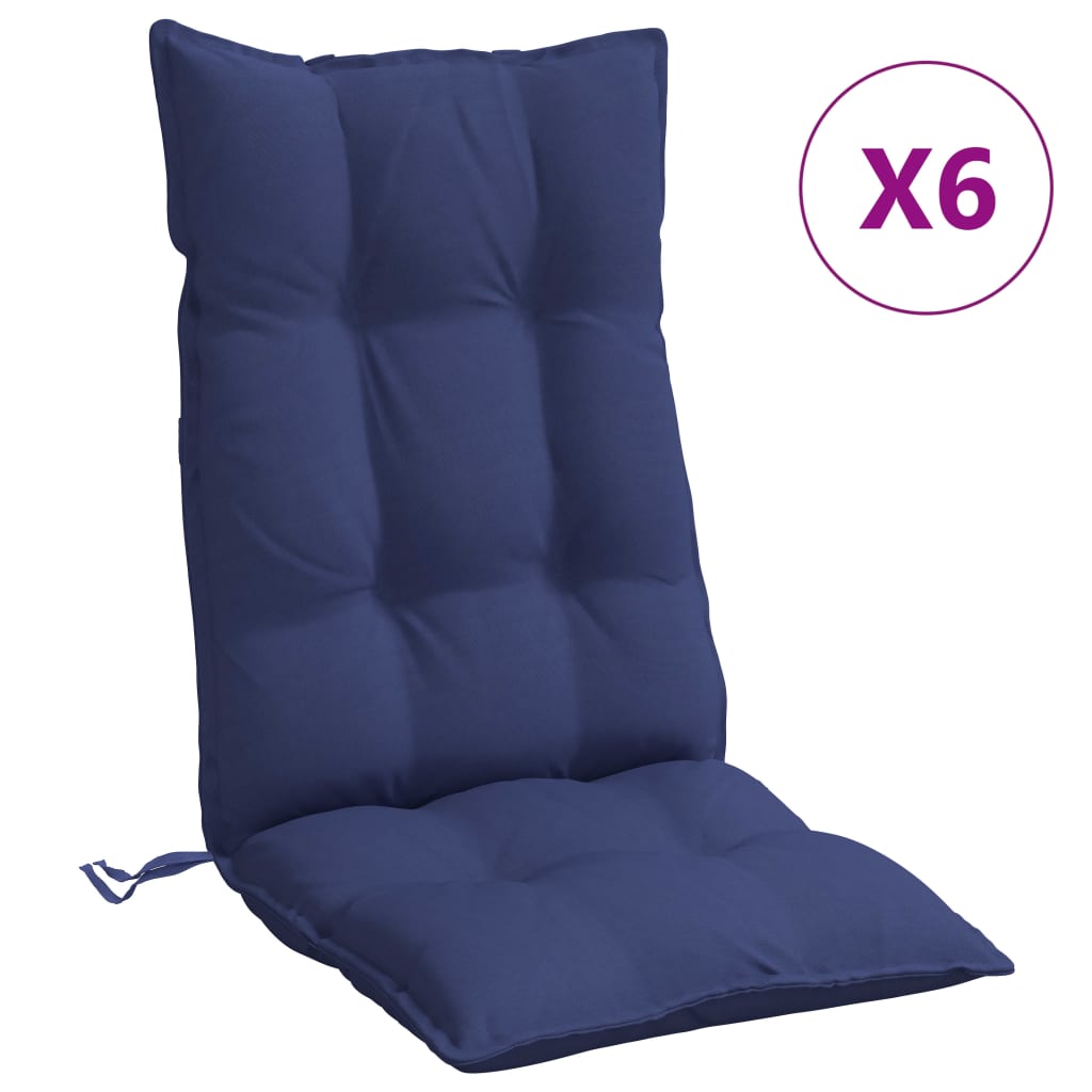 Cojines para silla respaldo alto 6 uds tela Oxford azul marino