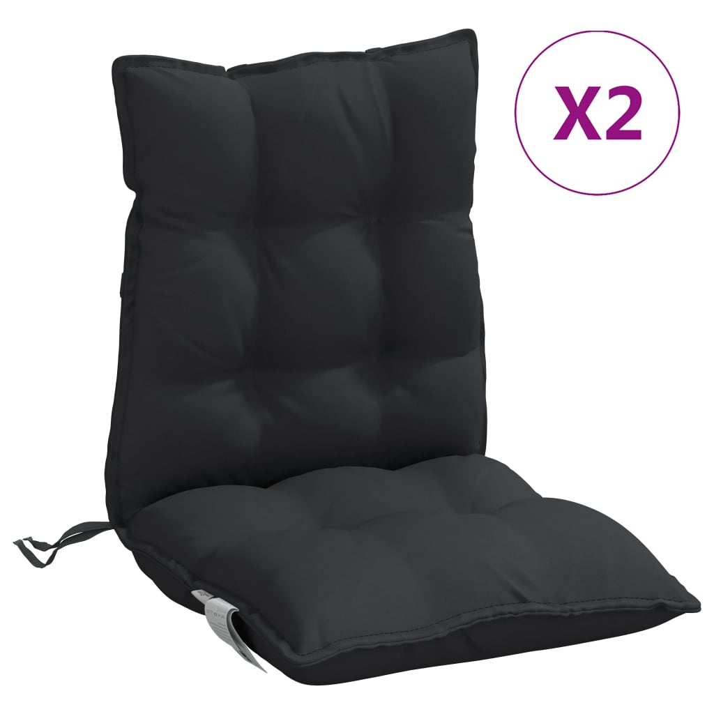 Cojines para silla con respaldo bajo 2 uds tela Oxford negro