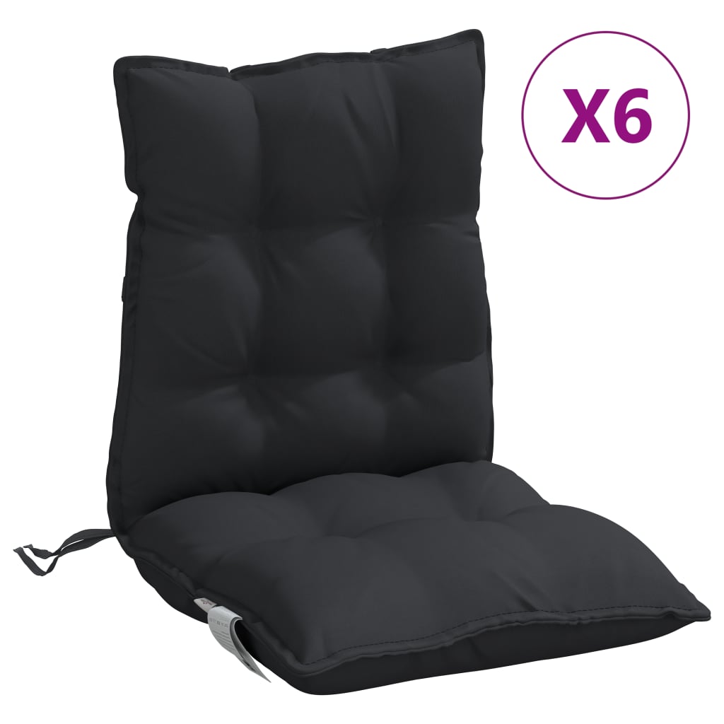 Cojines para silla con respaldo bajo 6 uds tela Oxford negro