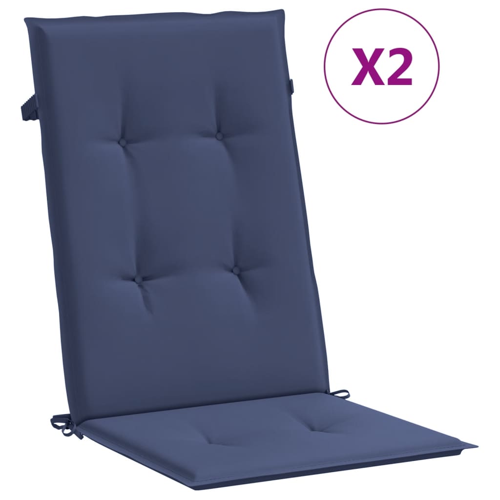 Cojines para silla con respaldo alto 2 uds tela azul marino