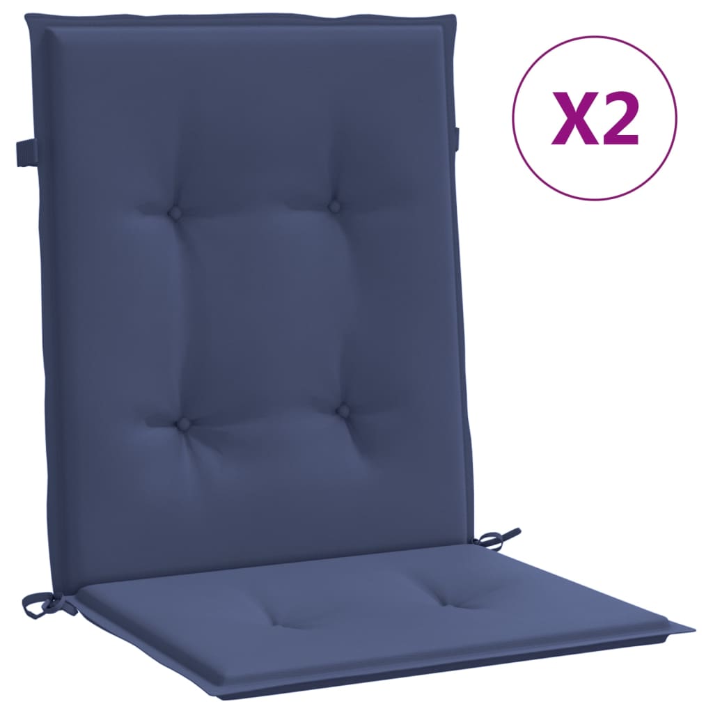 Cojines para silla con respaldo bajo 2 uds tela azul marino