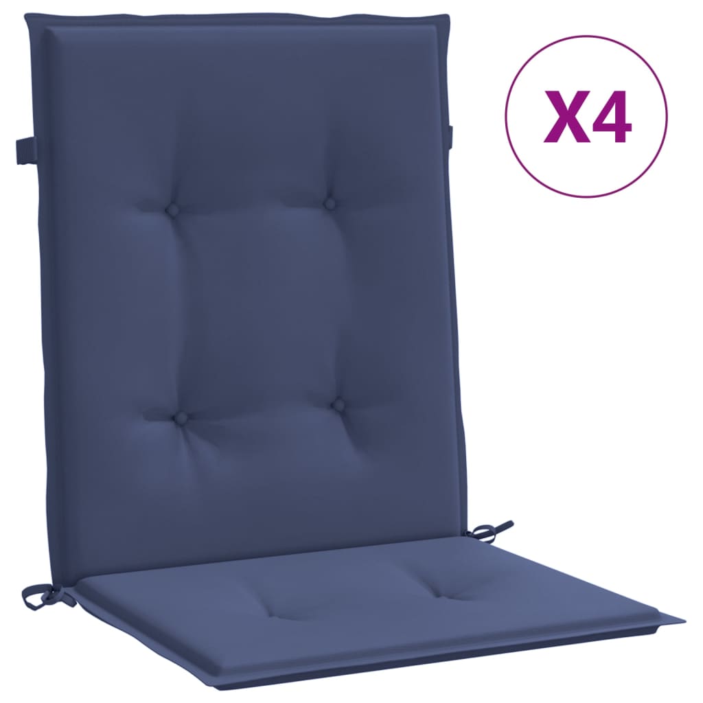 Cojines para silla con respaldo bajo 4 uds tela azul marino