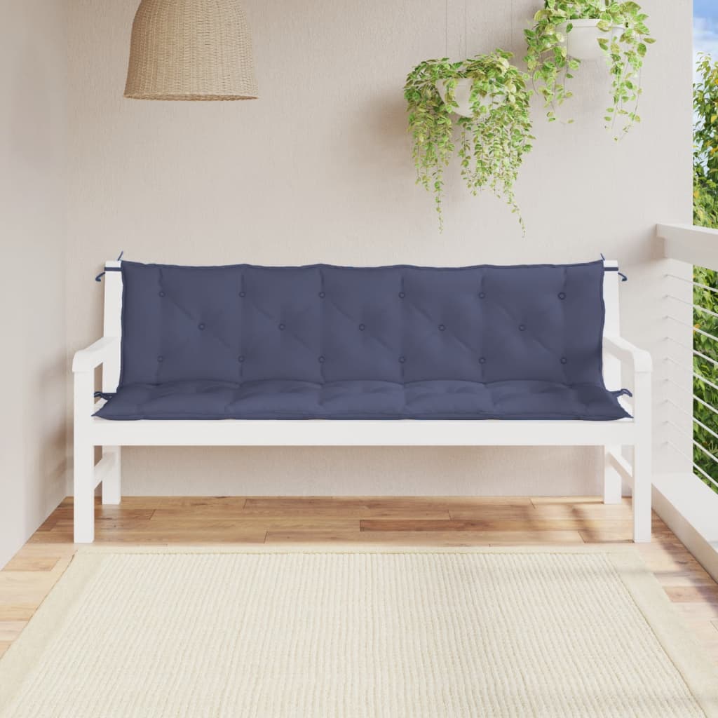 Vetonek Cojines banco jardín 2 uds tela Oxford azul marino 180x50x7 cm