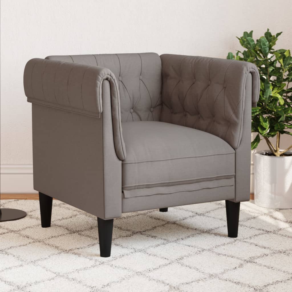 Vetonek Sillón Chesterfield de tela gris taupé