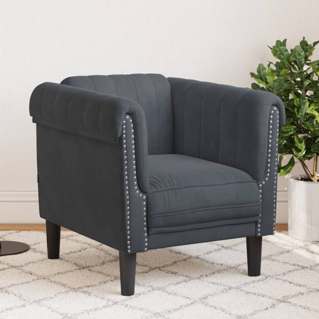 Vetonek Sillón de terciopelo gris oscuro