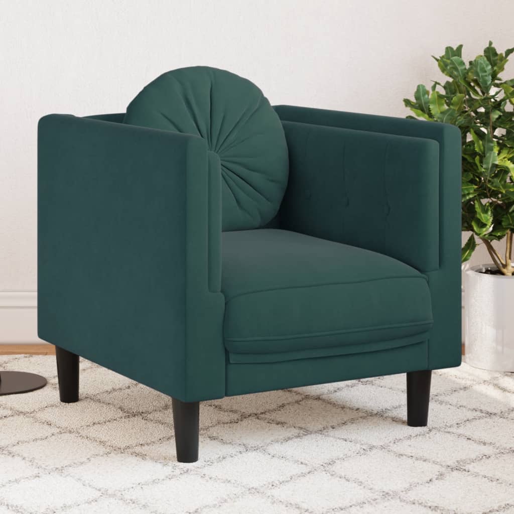 Vetonek Sillón con cojín terciopelo verde oscuro