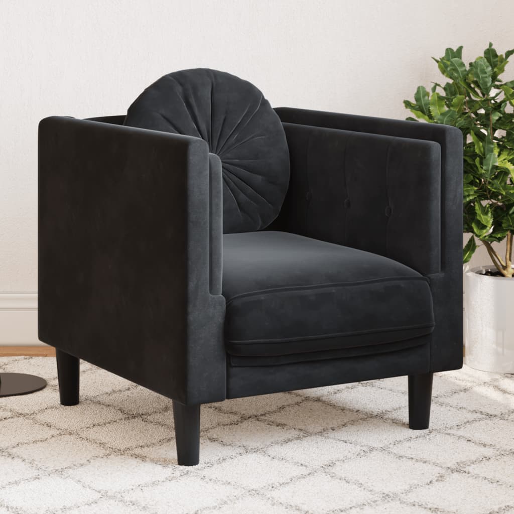 Vetonek Sillón con cojín terciopelo negro