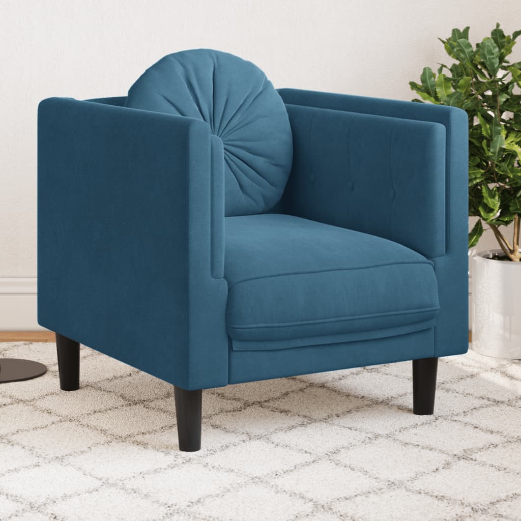 Vetonek Sillón con cojín terciopelo azul