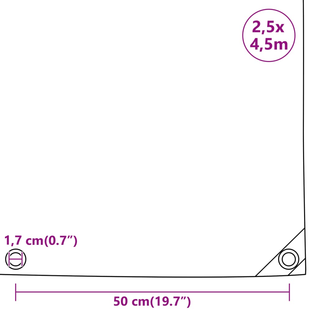 Gray canvas 2.5x4.5 m 650 g/m²