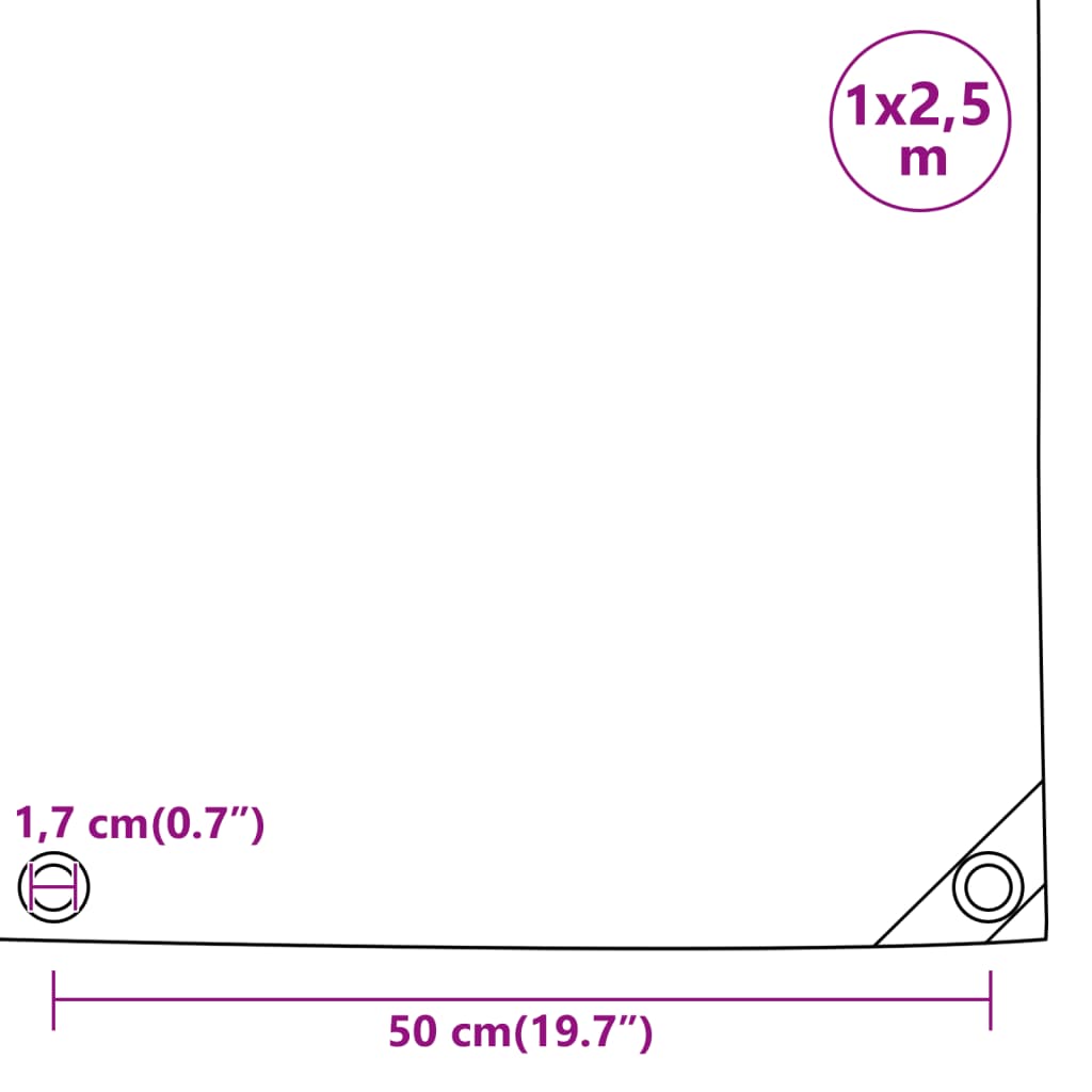 Lona blanca 1x2,5 m 650 g/m²