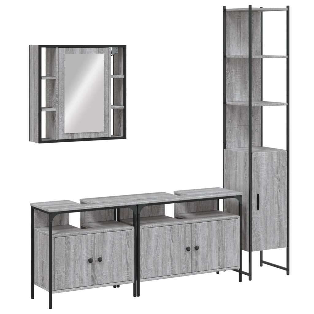 Set de armario de baño 4 pzas madera gris Nexus - Vetonek