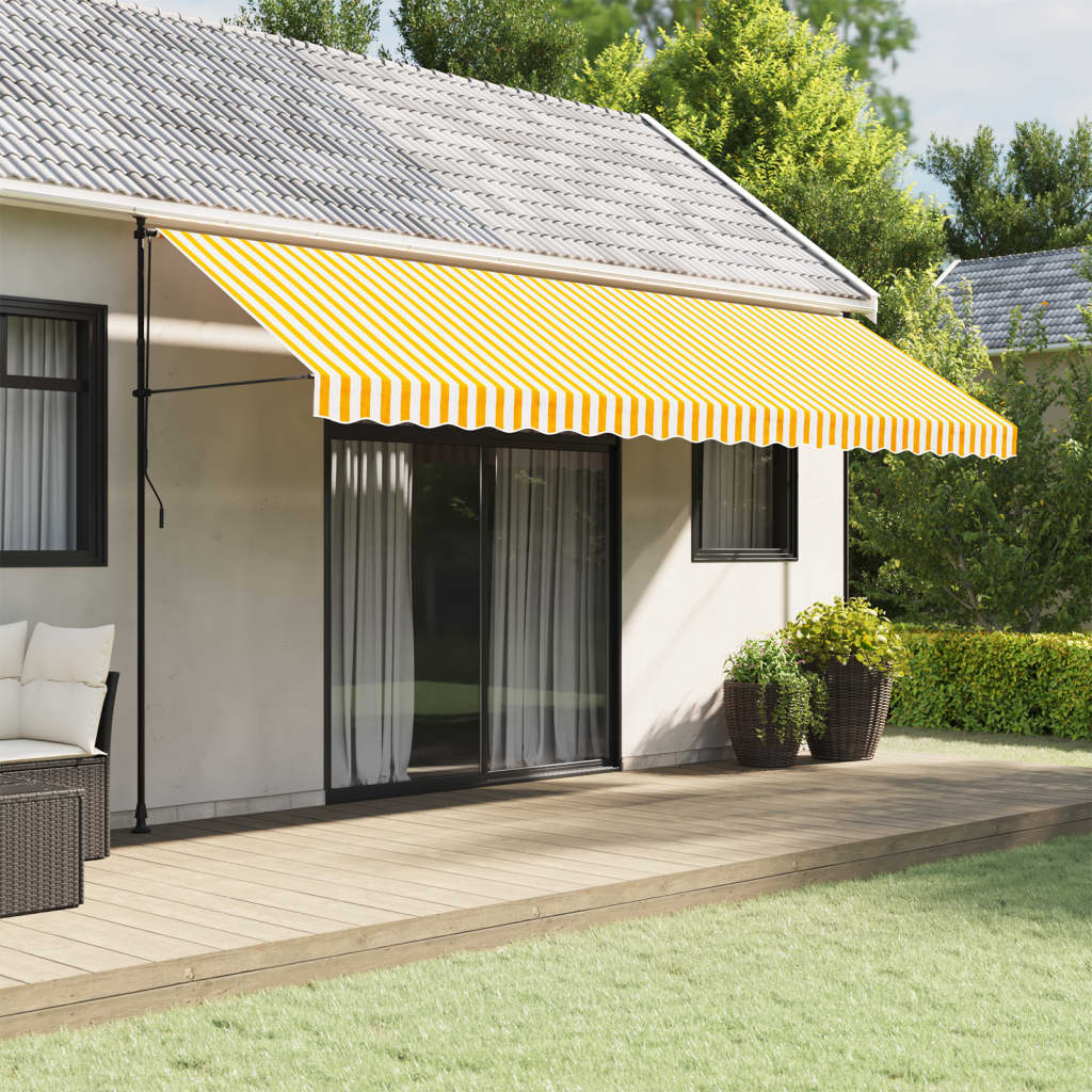 Tela de cenefa de toldo de repuesto rayas amarillo y blanco 5 m V5615 Vetonek