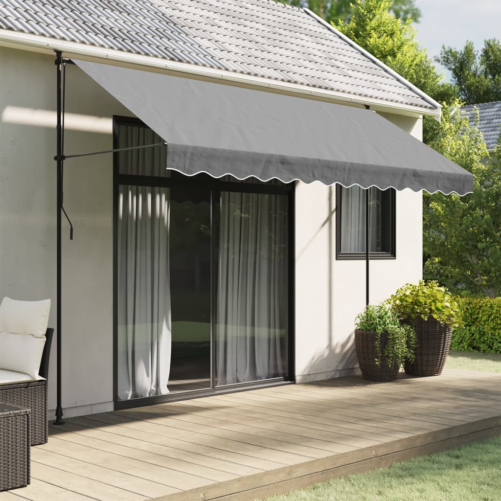 Tela de cenefa de toldo de repuesto rayas gris antracita 3,5 m V5646 Vetonek