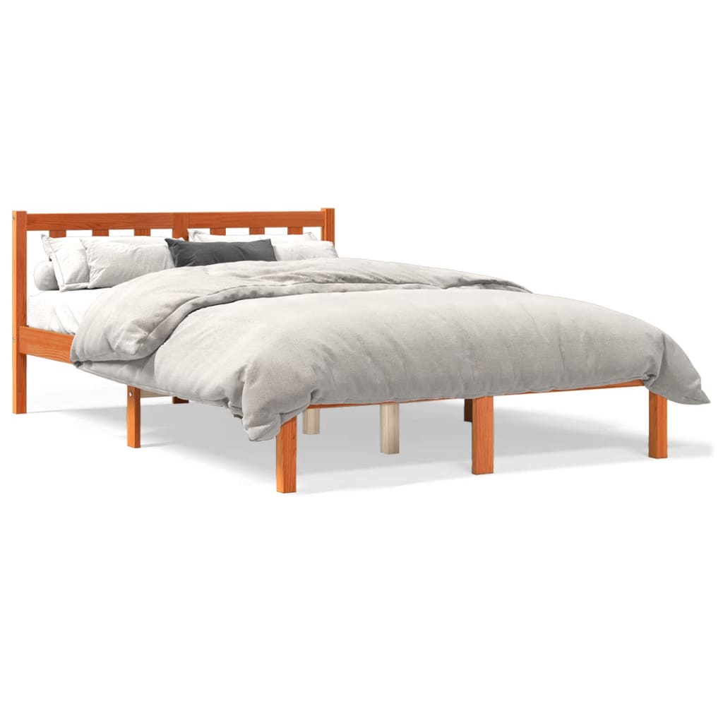 Vetonek Estructura de cama sin colchón madera maciza marrón 120x190 cm