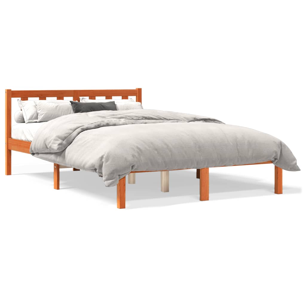Vetonek Estructura de cama sin colchón madera maciza marrón 135x190 cm