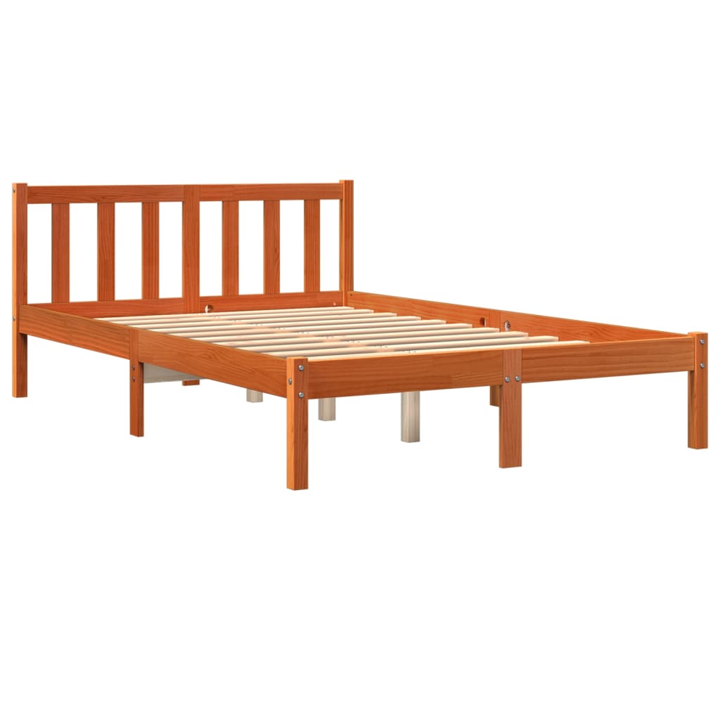 Estructura de cama sin colchón madera maciza marrón 135x190 cm - Vetonek